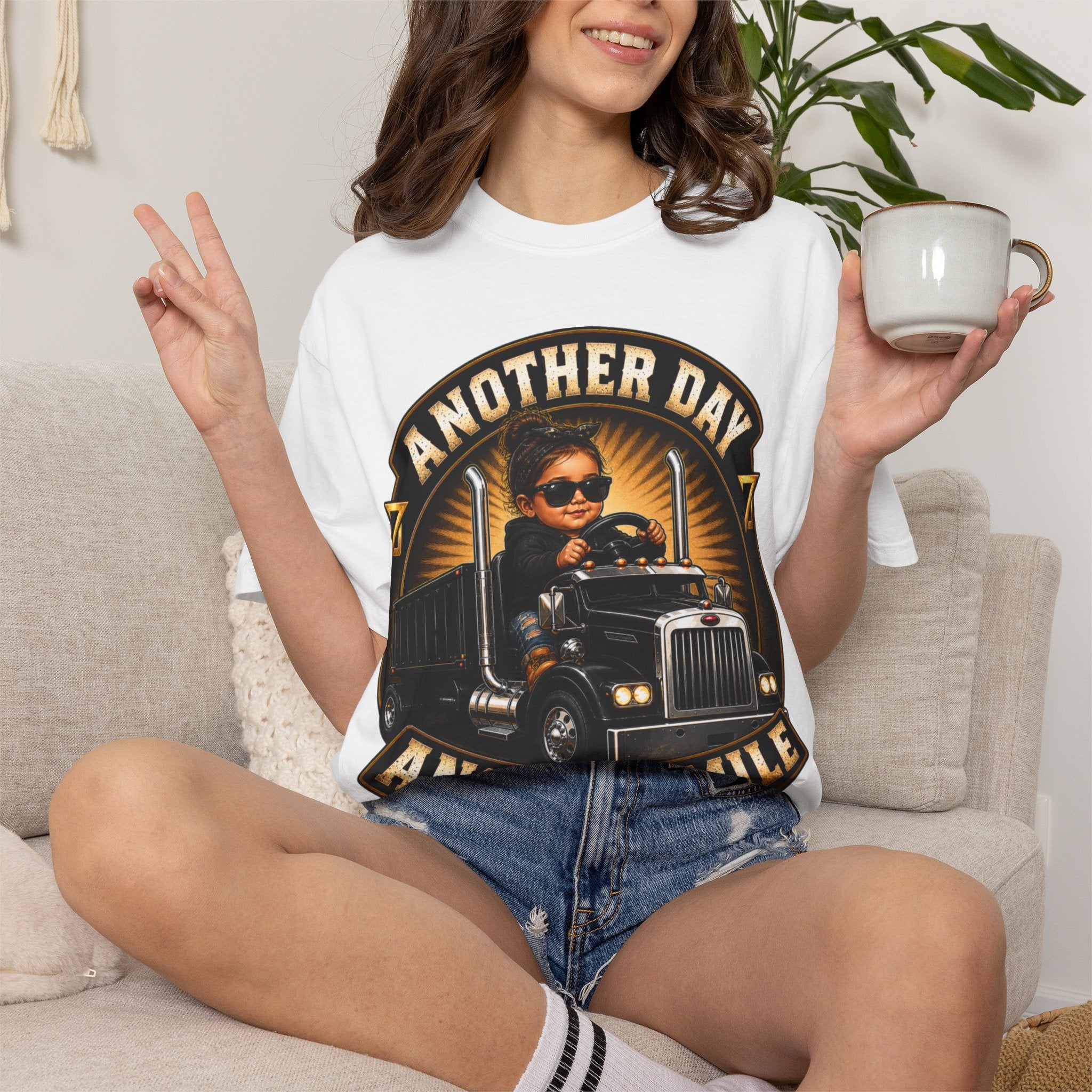 Another Day Another Mile trucker graphic T-shirt | Semi Truck Driver tee