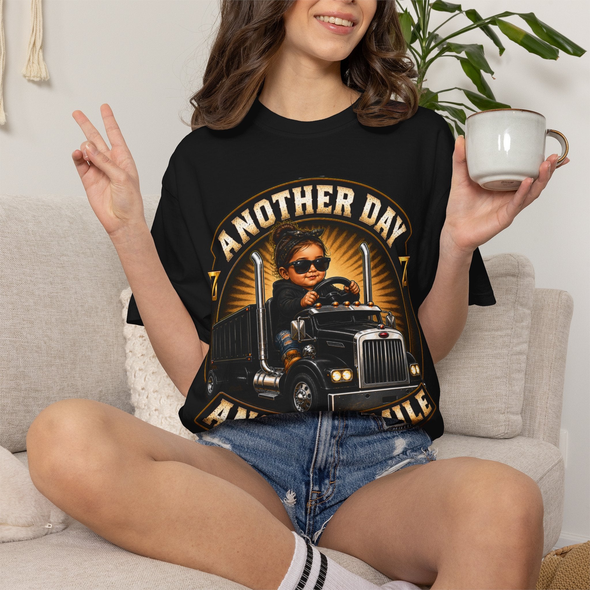 Another Day Another Mile trucker graphic T-shirt | Semi Truck Driver tee