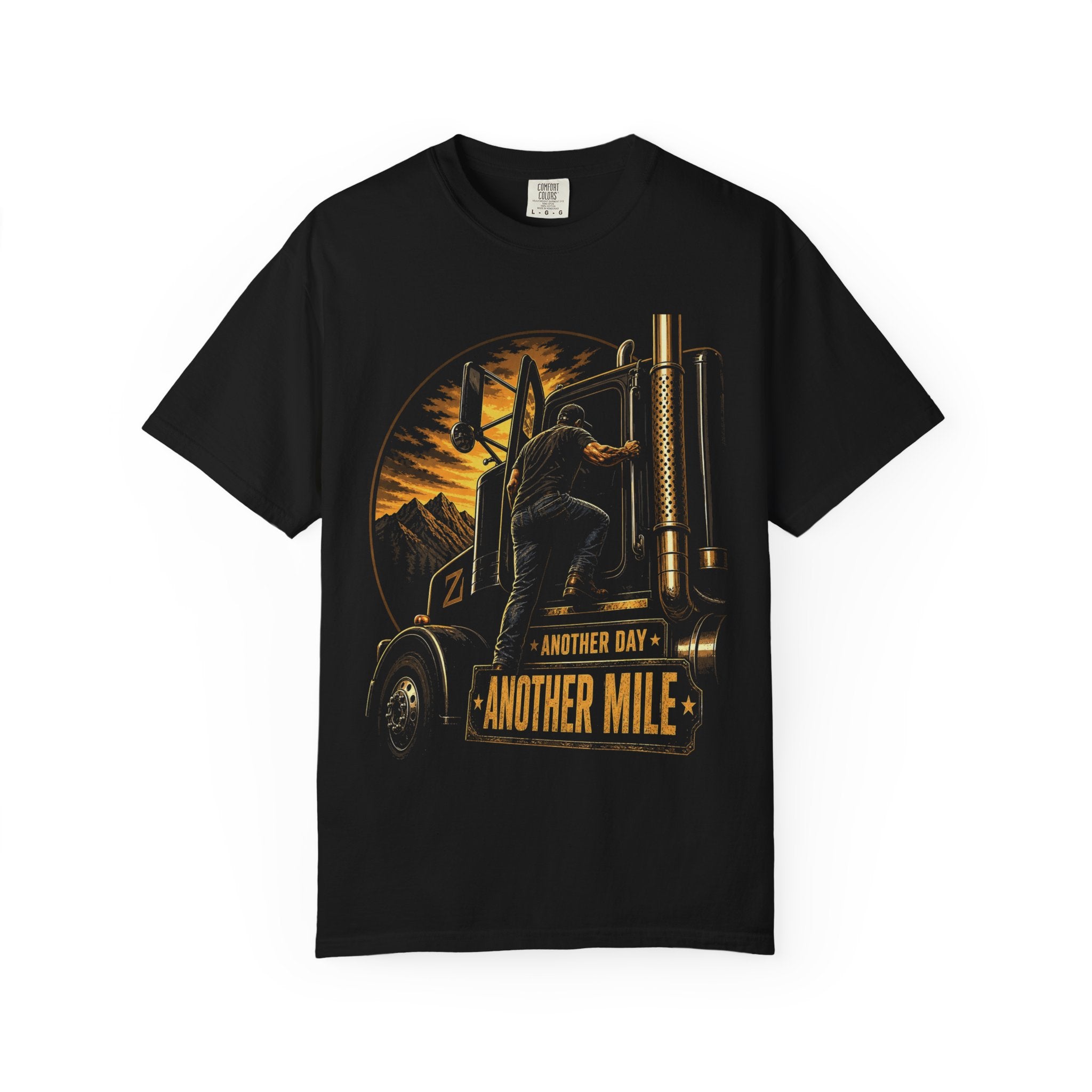 Another Day Another Mile trucker sunset T-Shirt | semi truck driving shirt